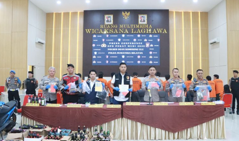 press realease Operasi Pekat 1 Musi 2025 Polres oku